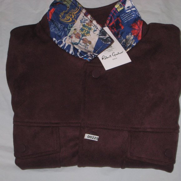 ROBERT GRAHAM Vegan Suede Trucker Jacket Men’s Size 2XL Mahogany RGF23R77 - Picture 11 of 11